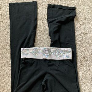 Pink yogas with white sparkly band